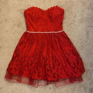 short, strapless homecoming dress